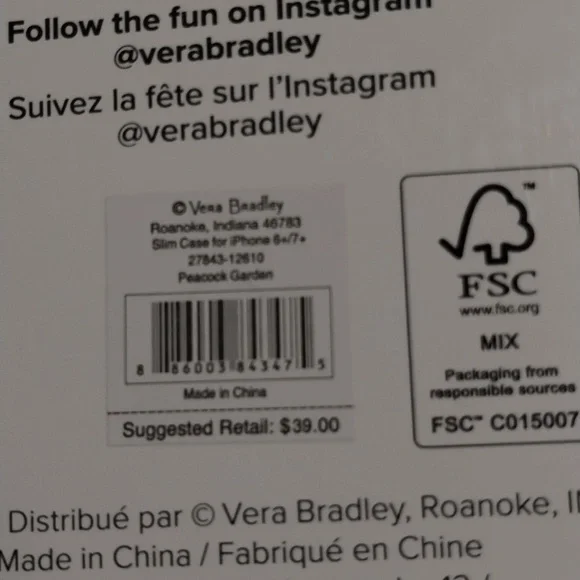 NIB Vera Bradley iphone 6+/7+ phone case - Picture 5 of 5